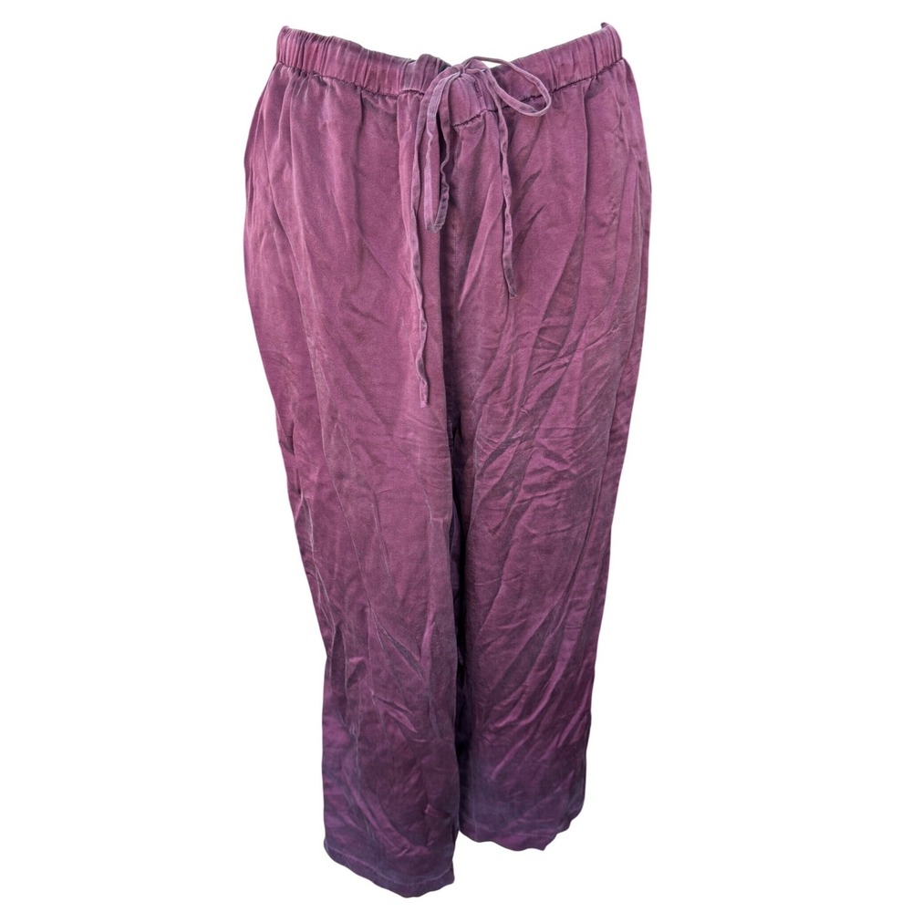 Quince Silk Drawstring Pants Wide Leg Pull On Washable Wine Tasting Red Size XL